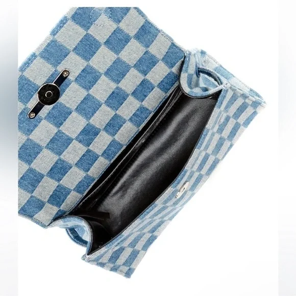 Rebecca Minkoff Lou Top Handle Denim Crossbody Bag in Light Blue/Dark Blue NWOT - Picture 3 of 9